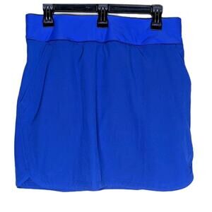 LANDS END Swim Board Skort Women 10 Electric Blue Skirt Comfort Waist Pockets